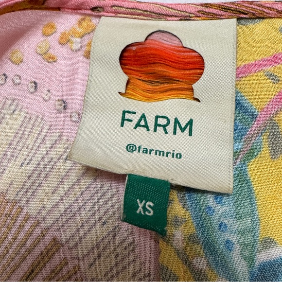 Farm Rio Floral Wrap Midi Dress XS Birds In The Wild Pink Vacation Resortwear - Picture 4 of 7